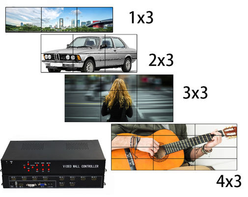کنترل دیواری تلویزیون تصویری LCD 1 در 8 خروجی / 1 در 9 خروجی HDMI 3x3 LCD با 9 صفحه