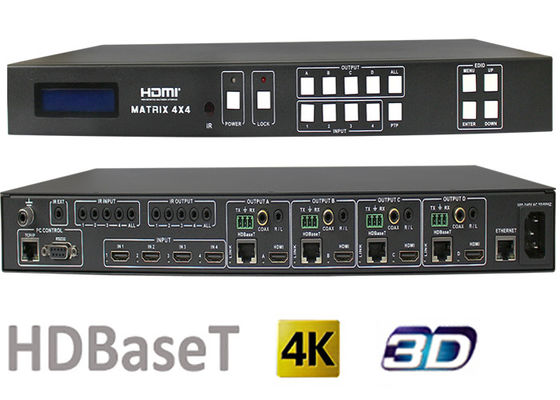 سوئیچر ماتریکس 70 متری و 100 متری 4x4 HDMI با پورت خروجی HDBaseT