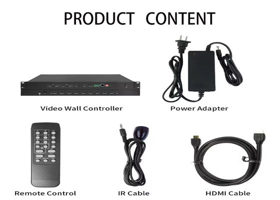 RS232 LAN IR کنترل از راه دور LCD Video Wall Controller با خروجی HDMI DVI و حالت های دیواری 2x2 2x3 3x2 4x1 4x2 3x3