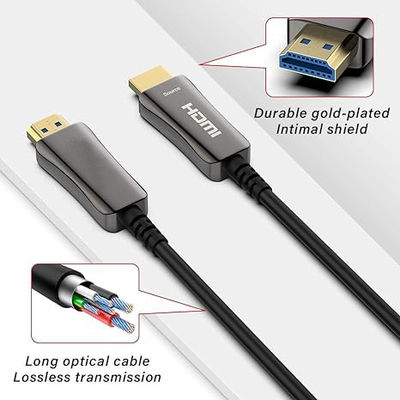 کابل فیبر نوری 4K HDR دلفی ویژن HDMI، کابل نوری 100 متری فعال HDMI برای وضوح Ultra HD